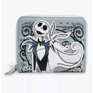 NEW! Loungefly Disney Nightmare‎ Before Christmas Jack & Zero Sequin Zip Wallet